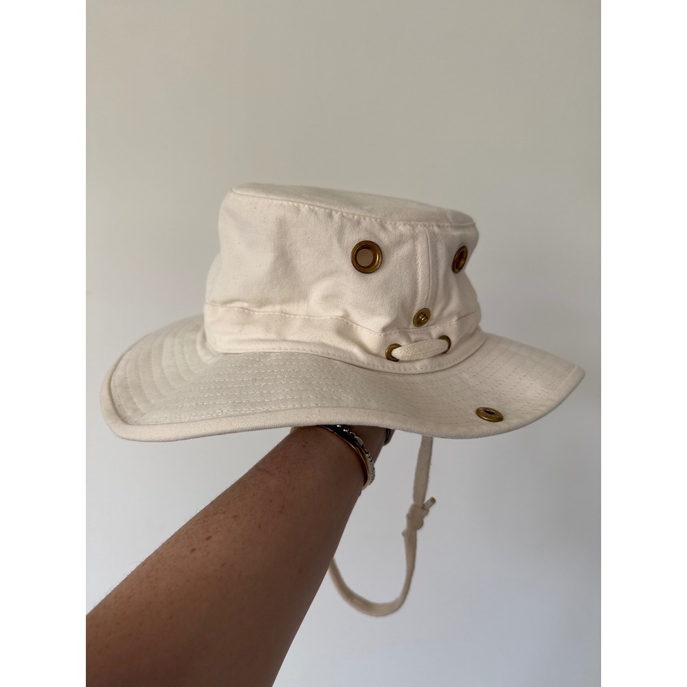 Vintage Tilley Endurables Cotton Duck Hat Cream Green Size 7 Made in Canada